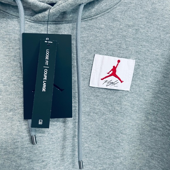 BNWT NIKE AIR JORDAN WOMEN'S FLIGHT FLEECE HOODIE (CV7737-063) GRAY US LARGE (L) - Picture 6 of 10